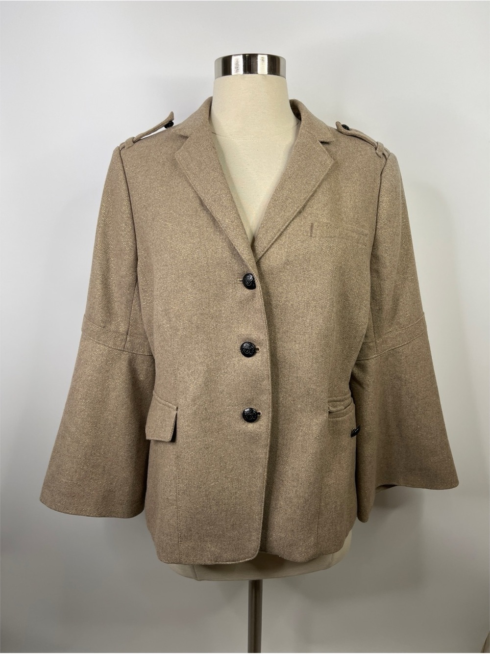 Banana Republic Wool Blend Military Bell Sleeves Blazer Jacket
